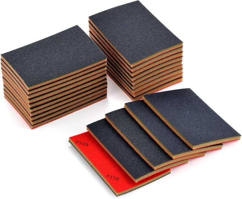 MAXMAN 20PCS Sanding Sponge Set, 320 Grit Soft Foam Hand Sander Block, 3x4 Inch Wet Dry Sandpaper, Ultra Fine Sandpaper Sponge, Reusable Sanding Pads for Metal Wood Furniture Models Drywall Polishing - Image 1